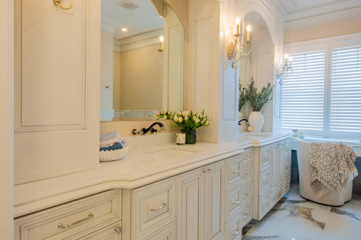 French-Inspired Spa Master Bathroom in Newton Ransom, PA, photograph 3