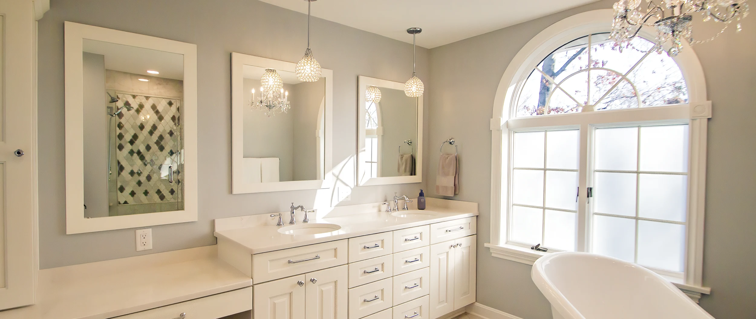 Spa-Inspired Bathroom Remodel with Freestanding Tub & Custom Tile Shower in Dallas, PA