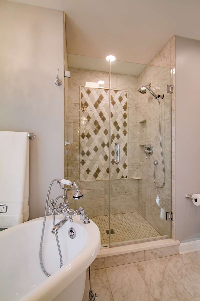Spa-Inspired Bathroom Remodel with Freestanding Tub & Custom Tile Shower in Dallas, PA, photograph 7